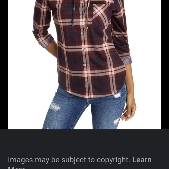 Twilight Vibes Plaid Button Up Grunge  Hoodie Roll Tab sleeve top NWT sz XS - Picture 10 of 11